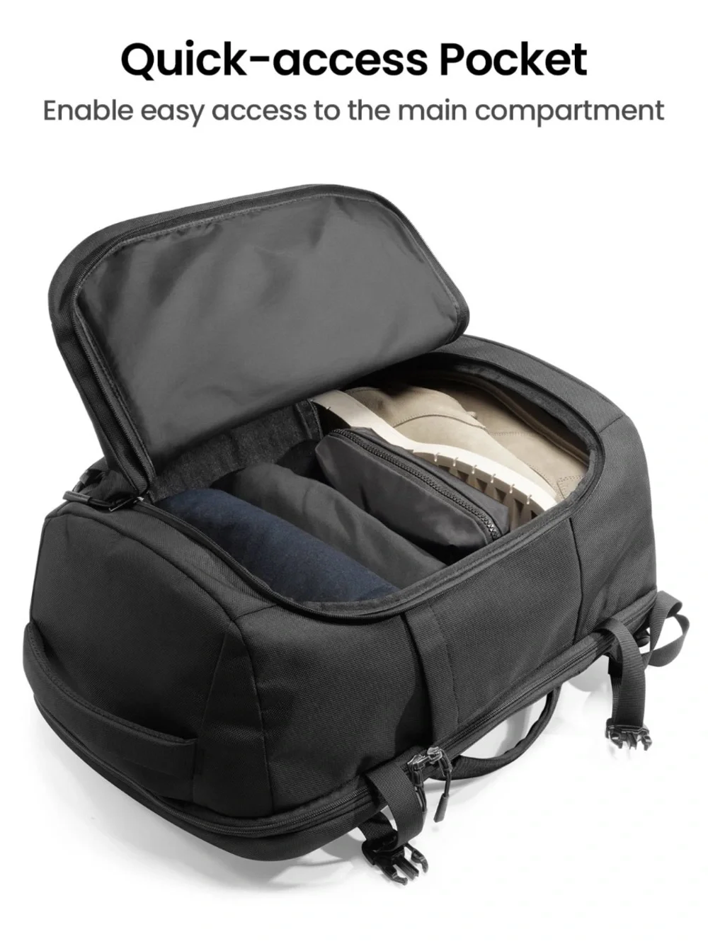 TomTac 40L Travel Backpack for Men — Black